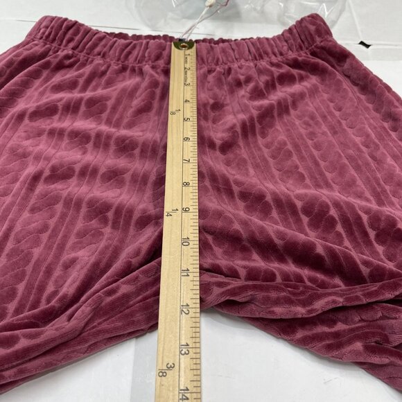 Shore Velour Pants Womens M Crushed Berry Cable Knit Wide Leg Boho Hippie 70s - Picture 7 of 12
